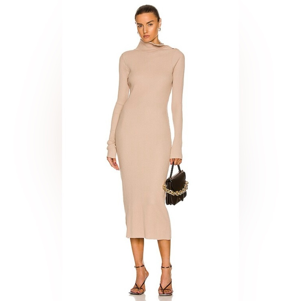 The Range | Women’s SZ XS | Maxi Dress Beige Waffle Knit Long Sleeve Turtleneck